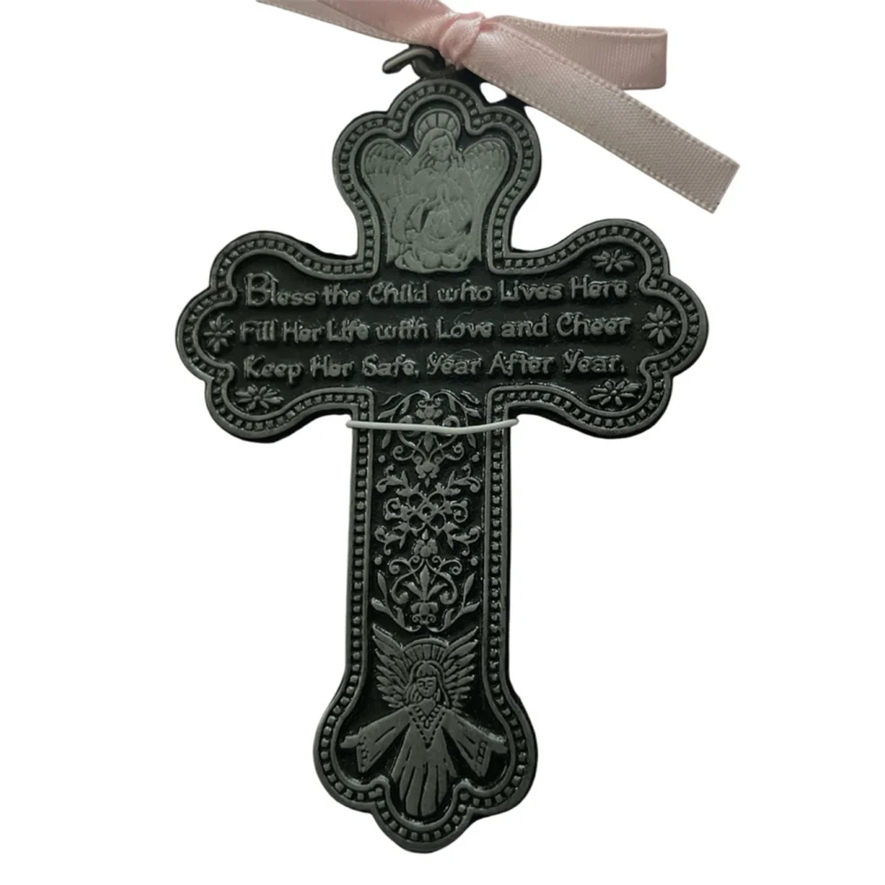 Girl's CAMCO Blessing Cross Decor One Size Silver Pink